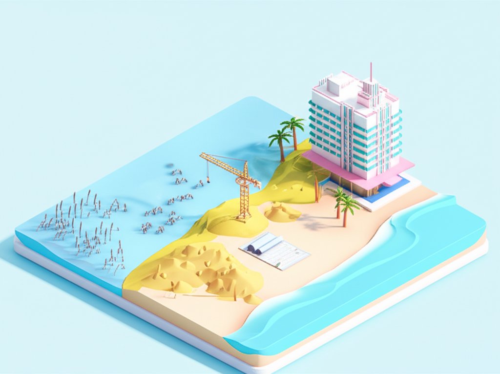 Miami Beach's development from mangrove swamp to vibrant city, highlighting its architectural evolution.