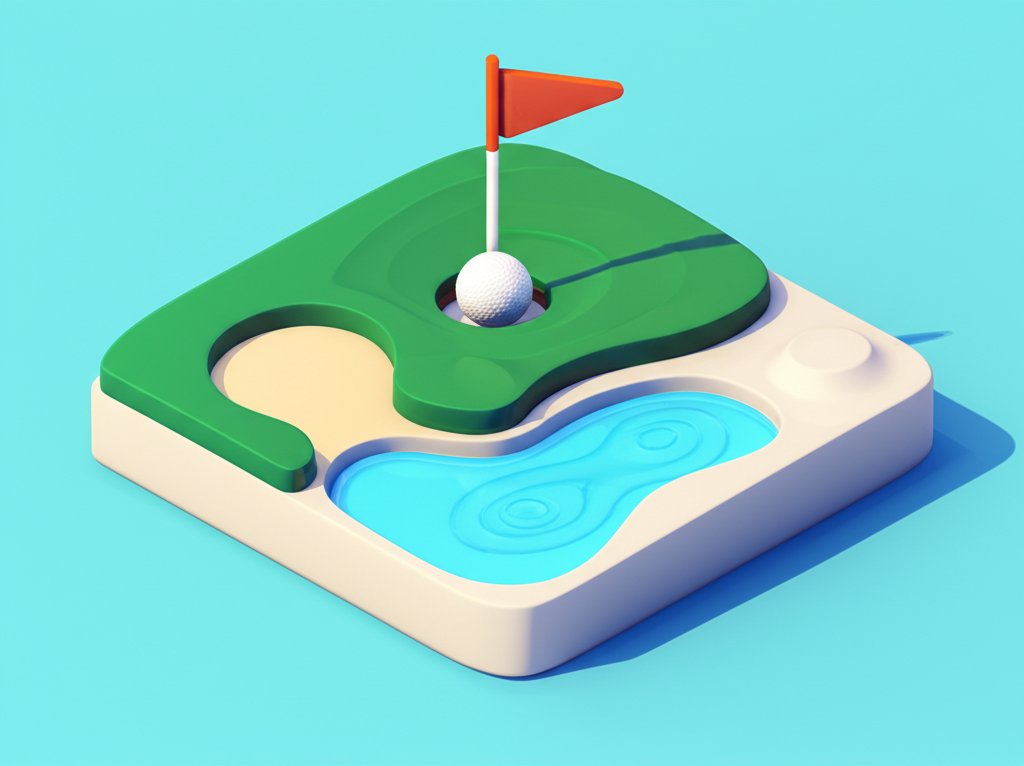 Golfer improving water chase golf game swing technique on the course for better performance.