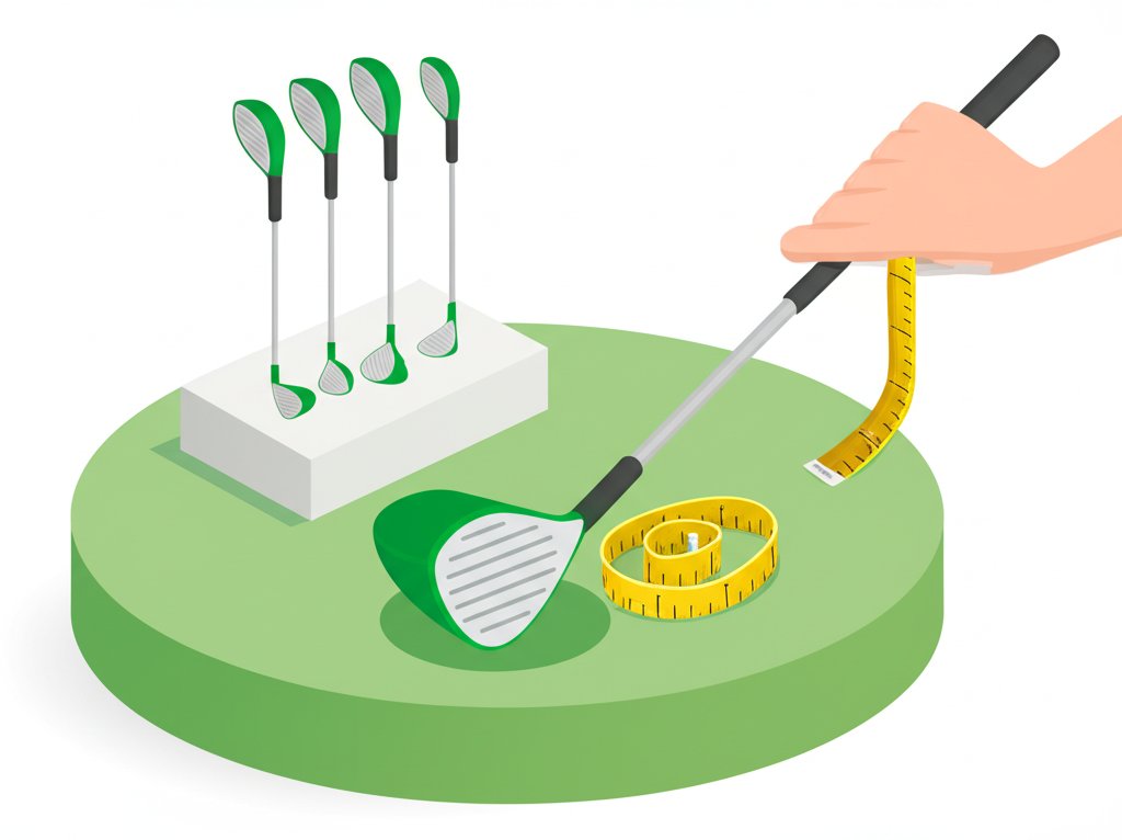 Junior golfer fitting club size: Ensuring proper golf club length and grip for youth players.