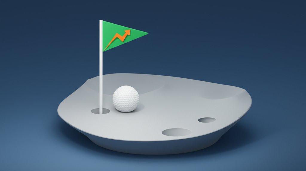 A golfer practices putting on the moon, illustrating tips to improve moon golf skills.