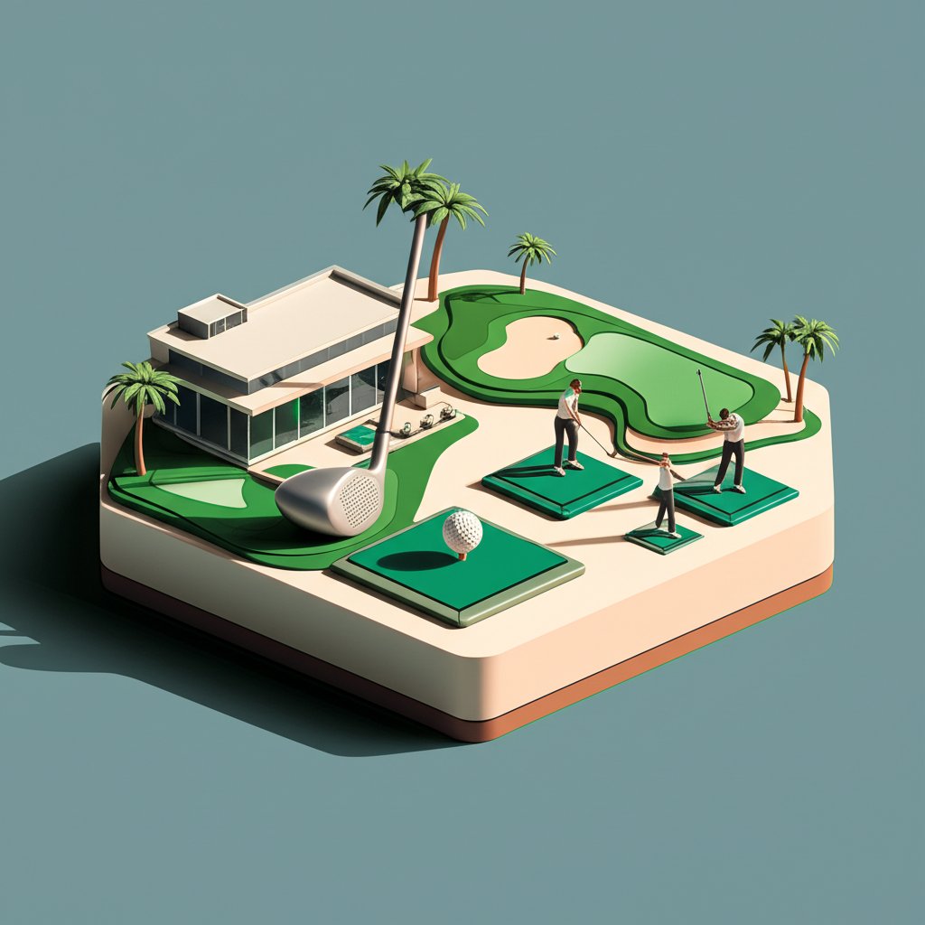 Talega Golf Club's driving range and iconic clubhouse offer a premier golfing experience in San Clemente.