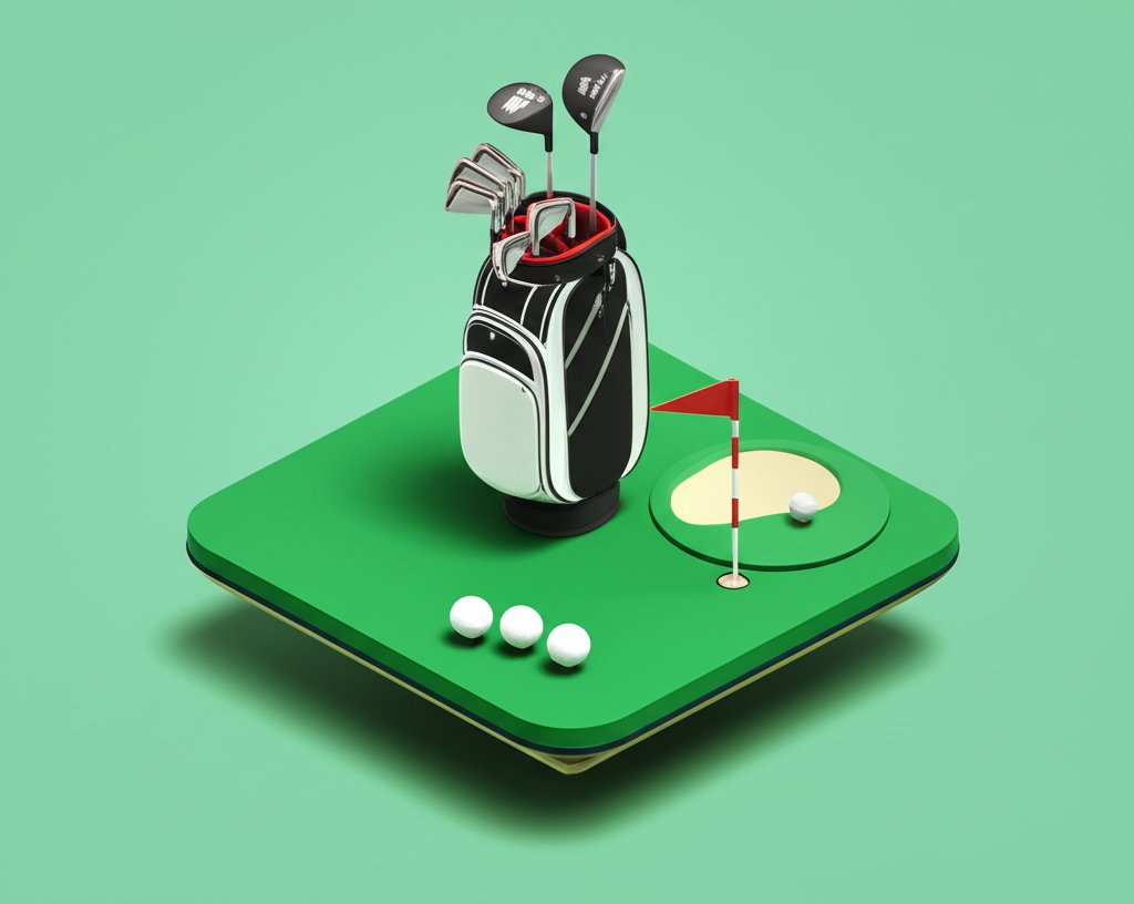 Essential golf clubs depicted in a complete set, showcasing necessary equipment for playing golf.