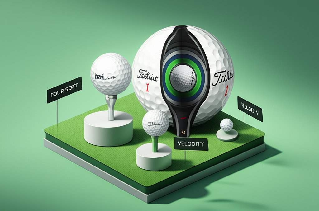 Titleist golf ball lineup explained, comparing Pro V1, AVX, and Tour Soft models.