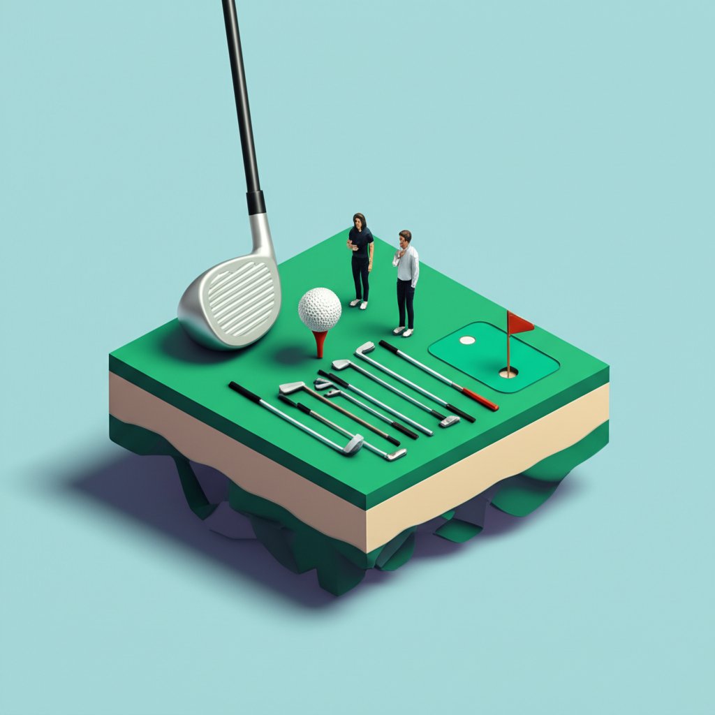 Golfer matching club mix and equipment to optimize their game performance.