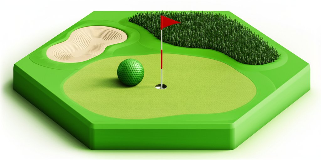 Matte green golf ball matched to course conditions for optimal visibility and play.