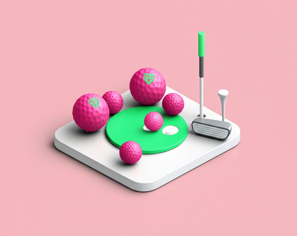 Personalized pink golf balls, custom printed for unique gifts.