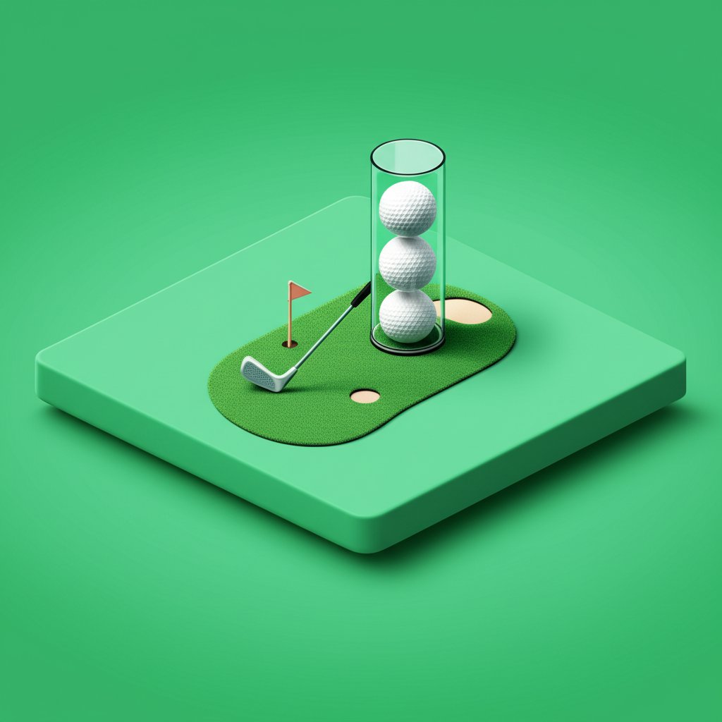 Sleeve of new golf balls, still sealed in plastic packaging.