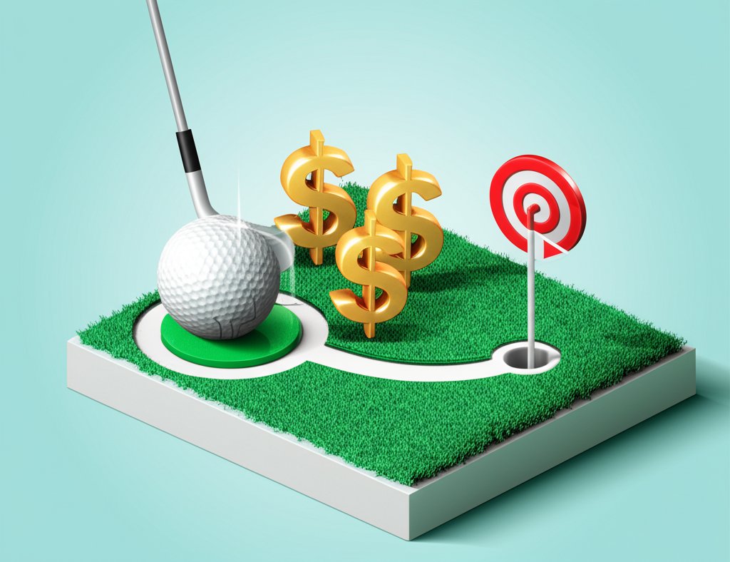 Smart golfer comparing golf club performance versus price for optimal equipment choice.